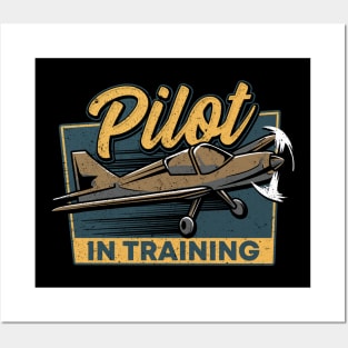 Funny Pilot In Training Please Wait Airplane Pilot Posters and Art